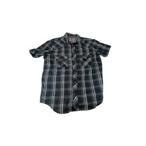 anchor blue black size large snap button shirt short sleeve